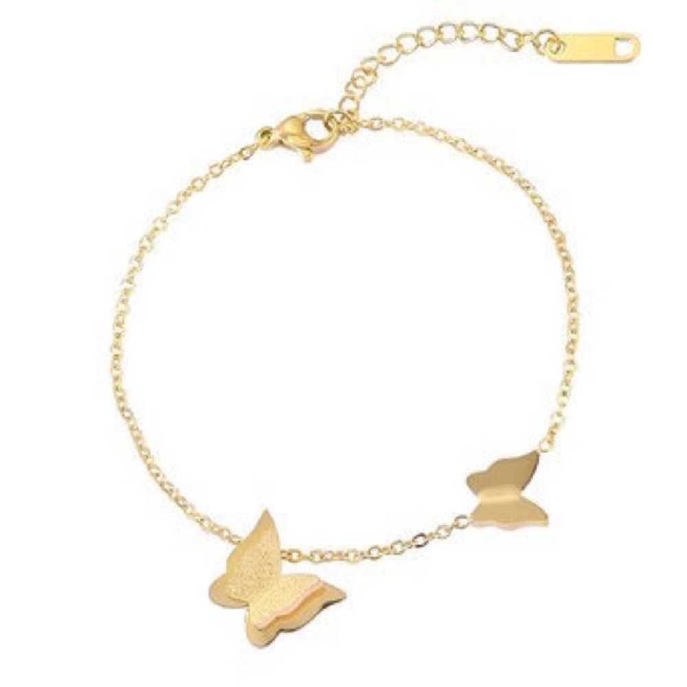 18K GOLD PLATED STAINLESS STEEL BUTTERFLY BRACELET